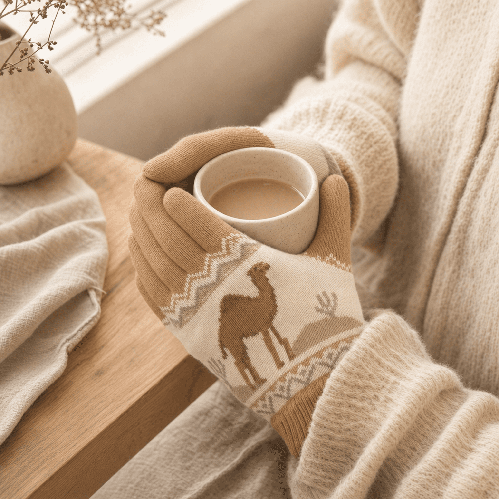 Camel Winter Gloves — alternate view