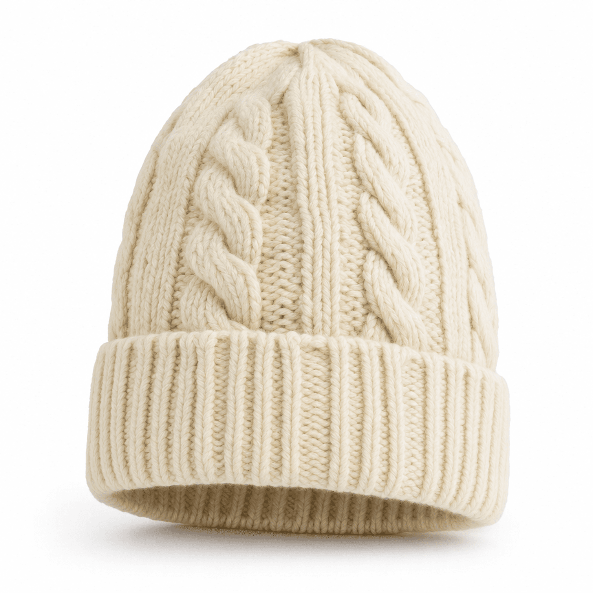 Cream Cable Knit Beanie