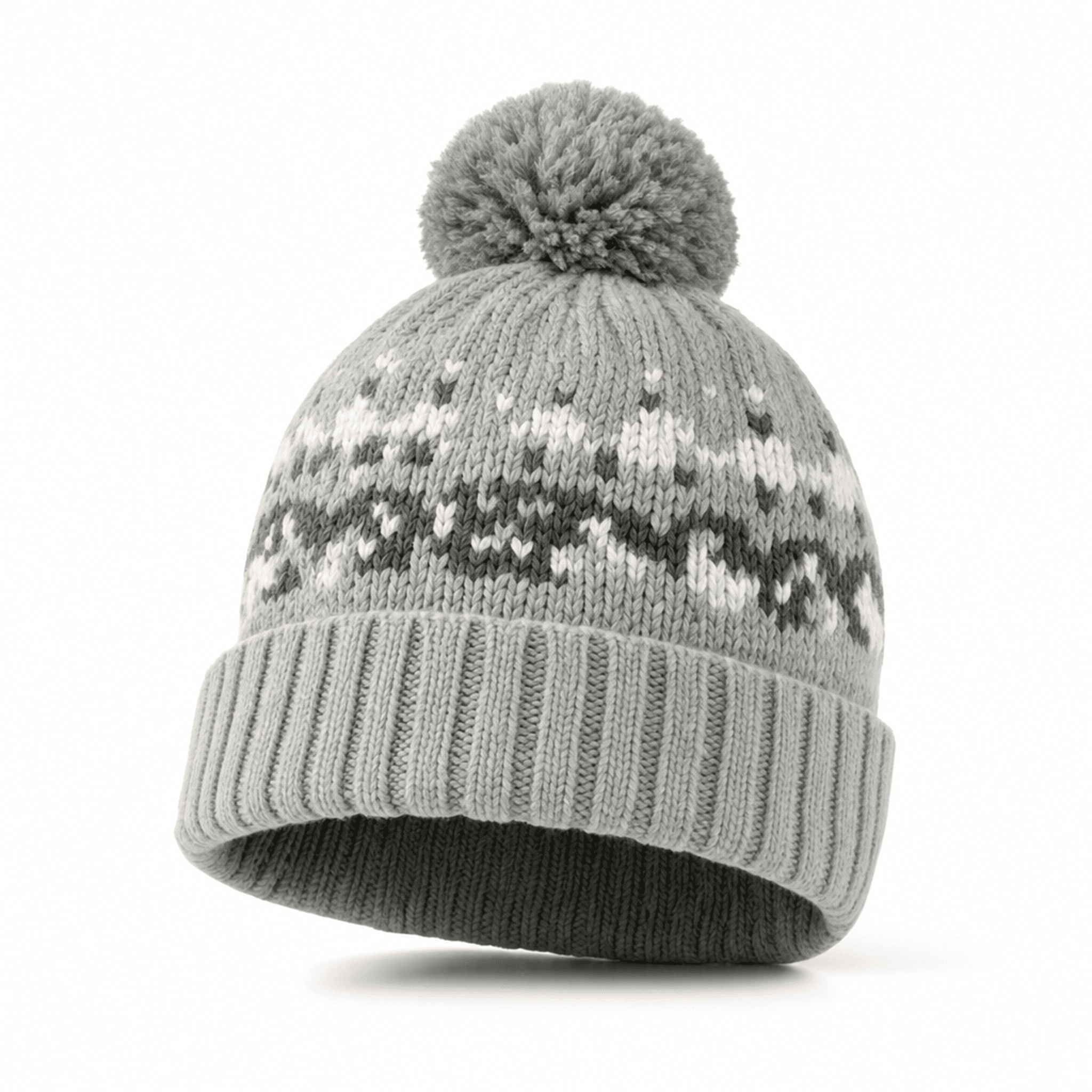 Grey Pom Pom Wool Hat