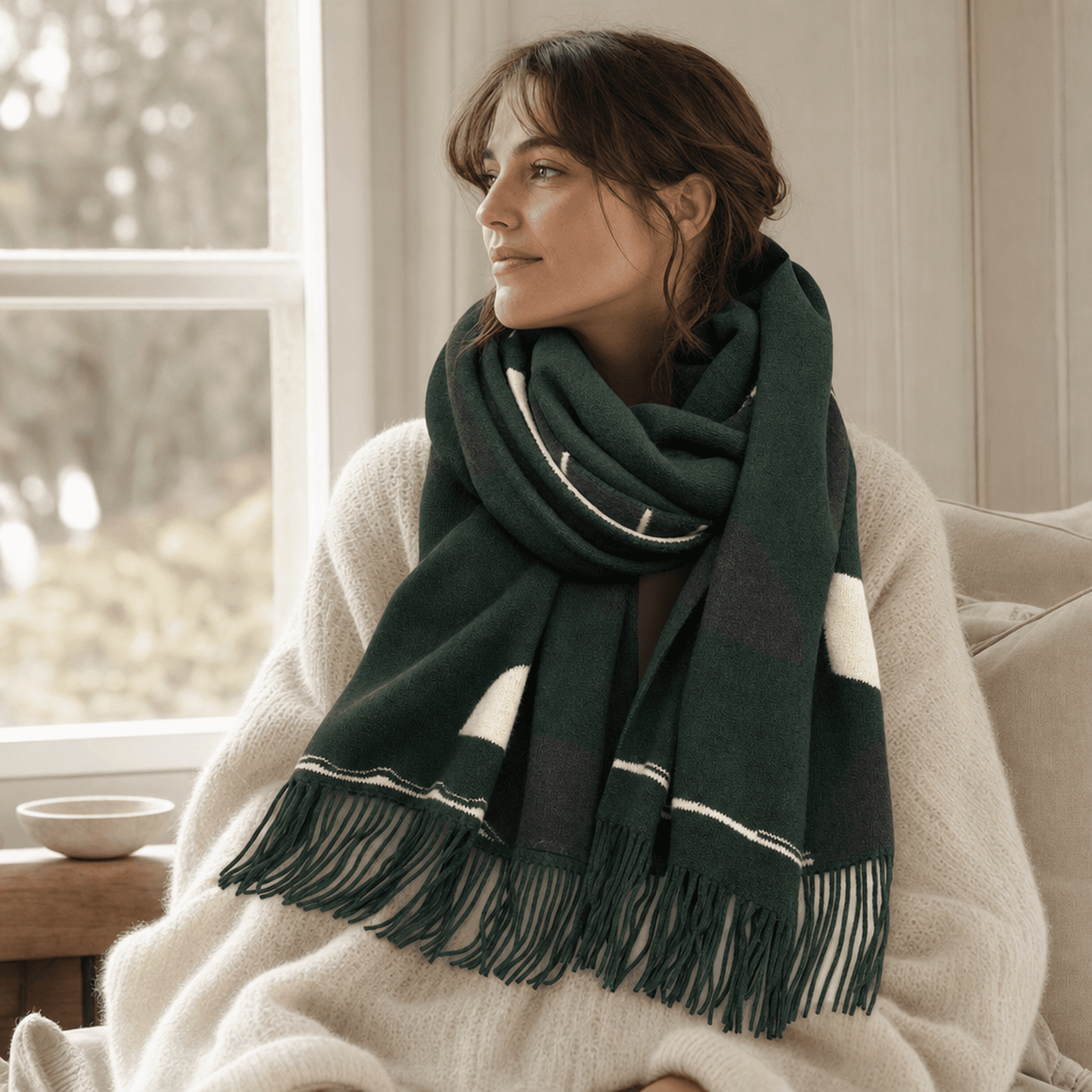 Forest Green Winter Scarf — alternate view