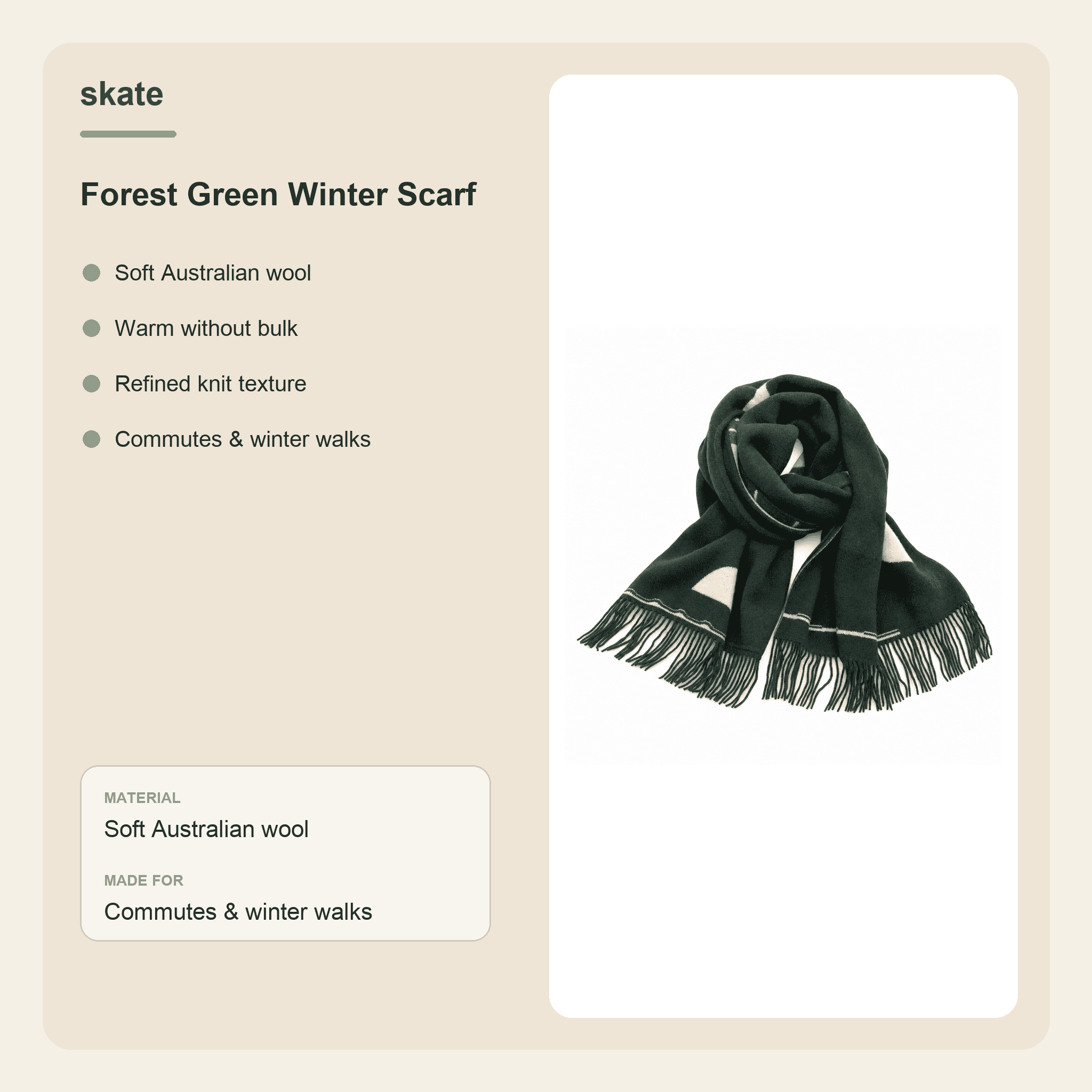 Forest Green Winter Scarf Details