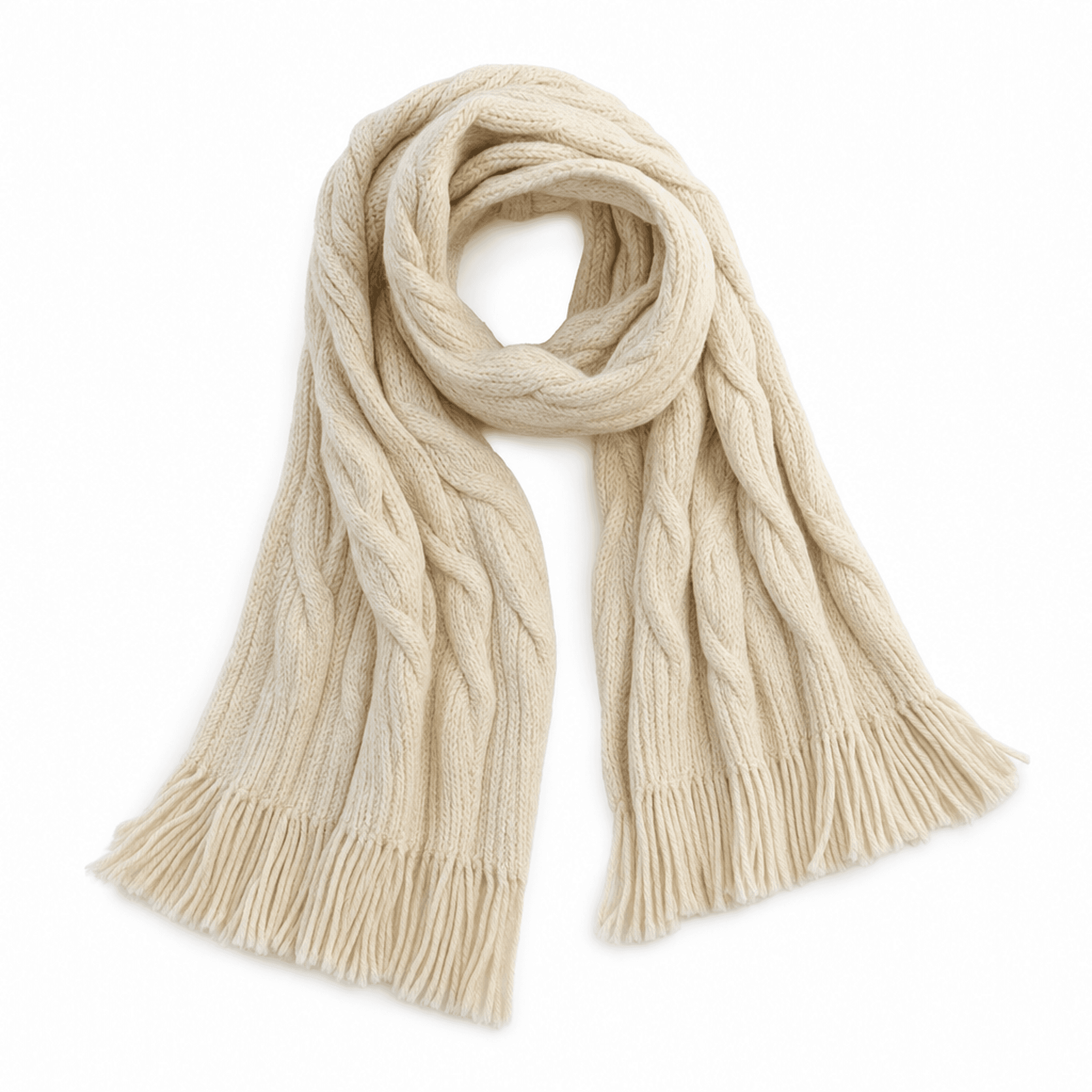 Cream Cable Knit Scarf