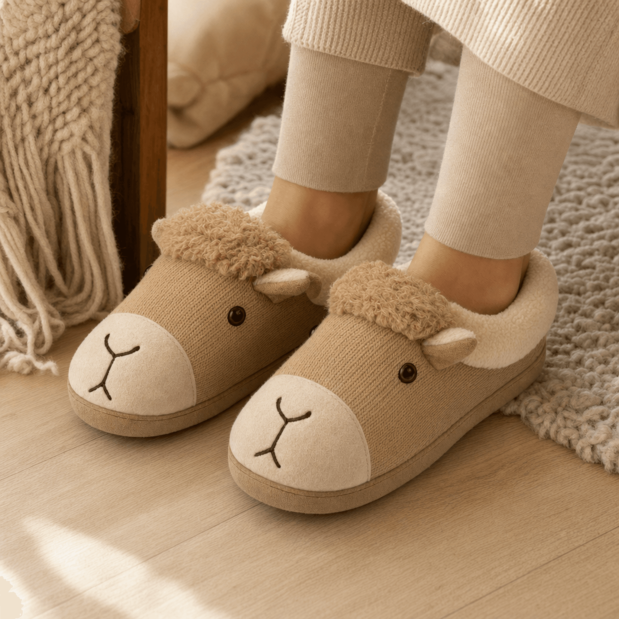 Camel Wool Home Slippers — alternate view