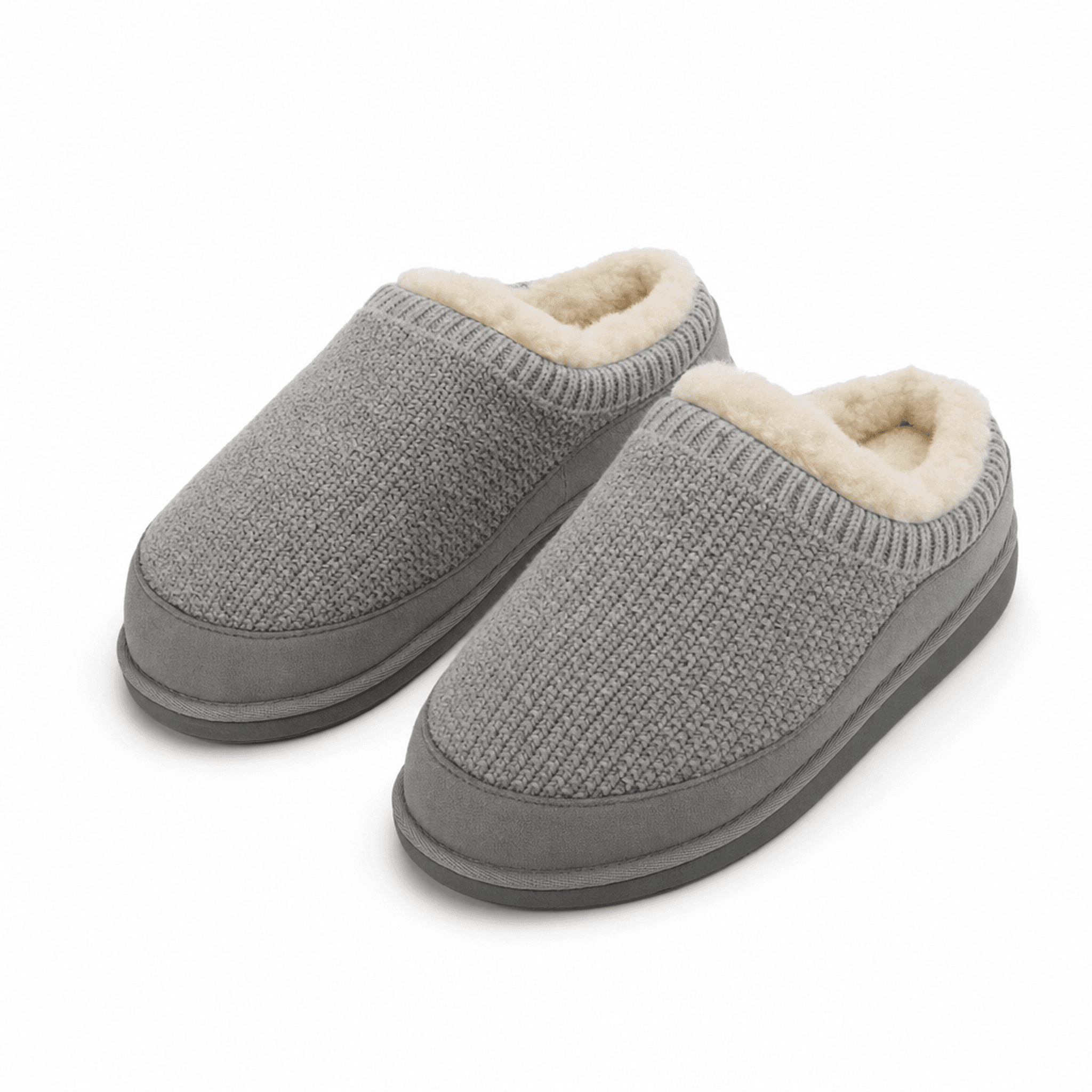 Grey Cozy Mule Slippers