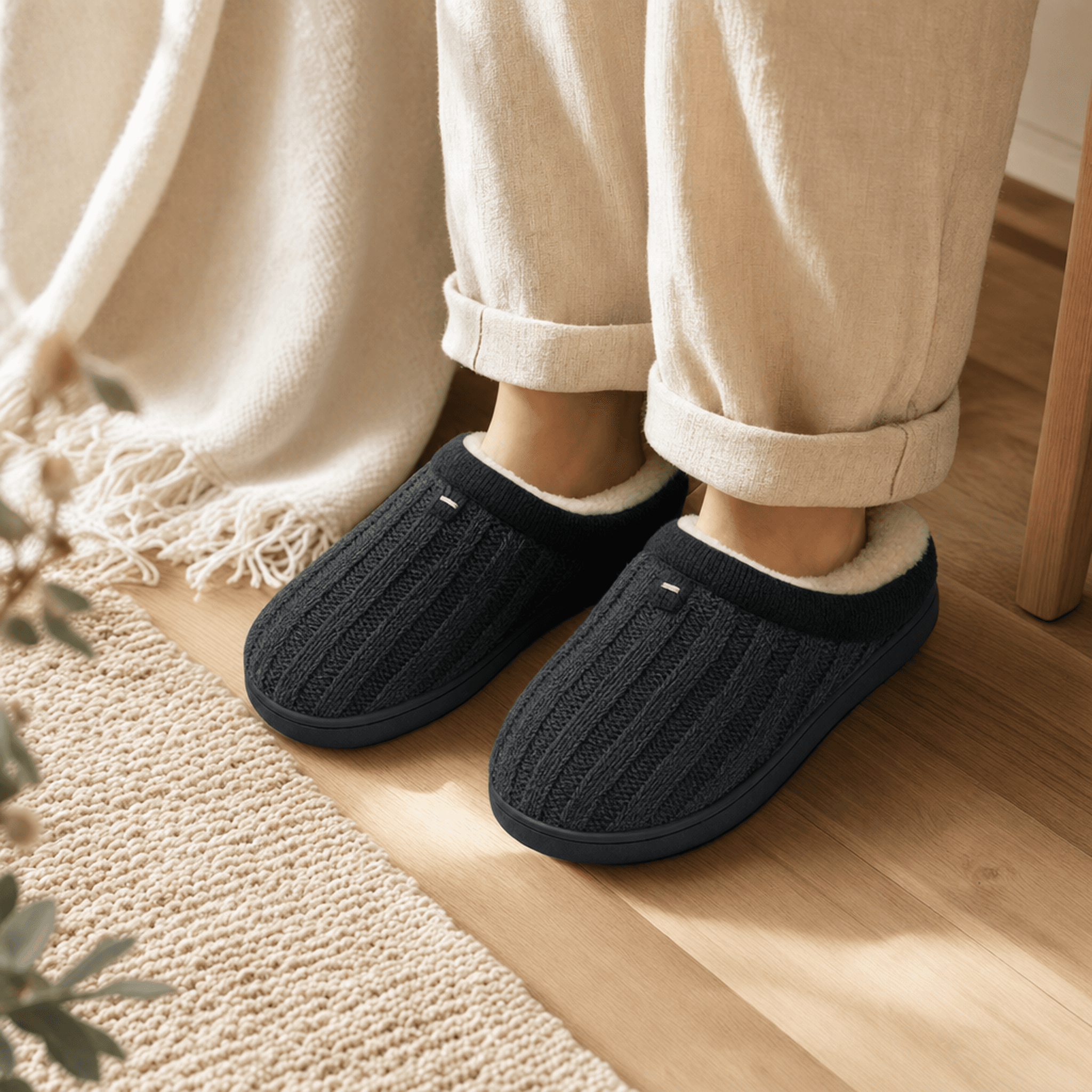 Charcoal Warm Slippers — alternate view