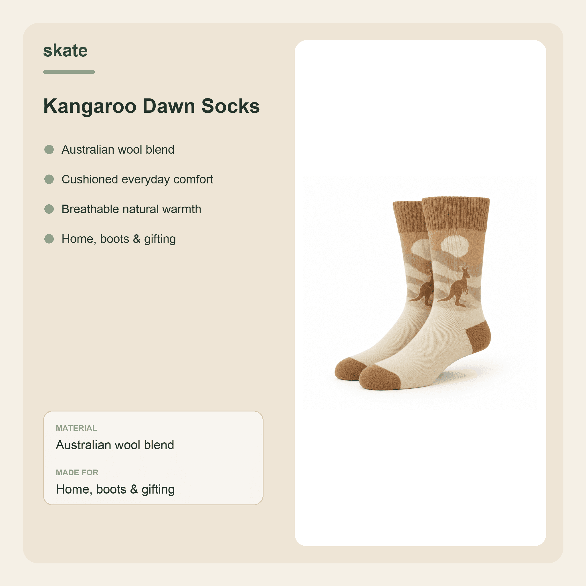 Kangaroo Dawn Socks Details