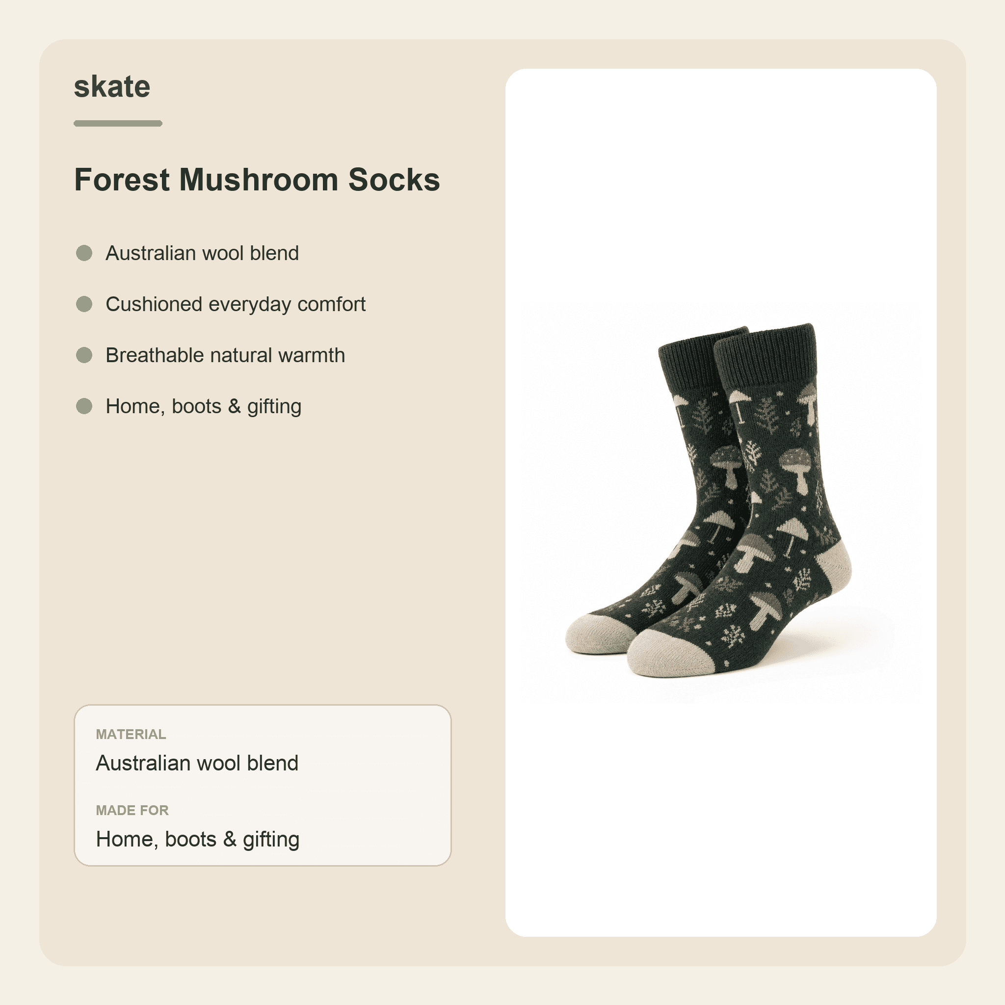 Forest Mushroom Socks Details