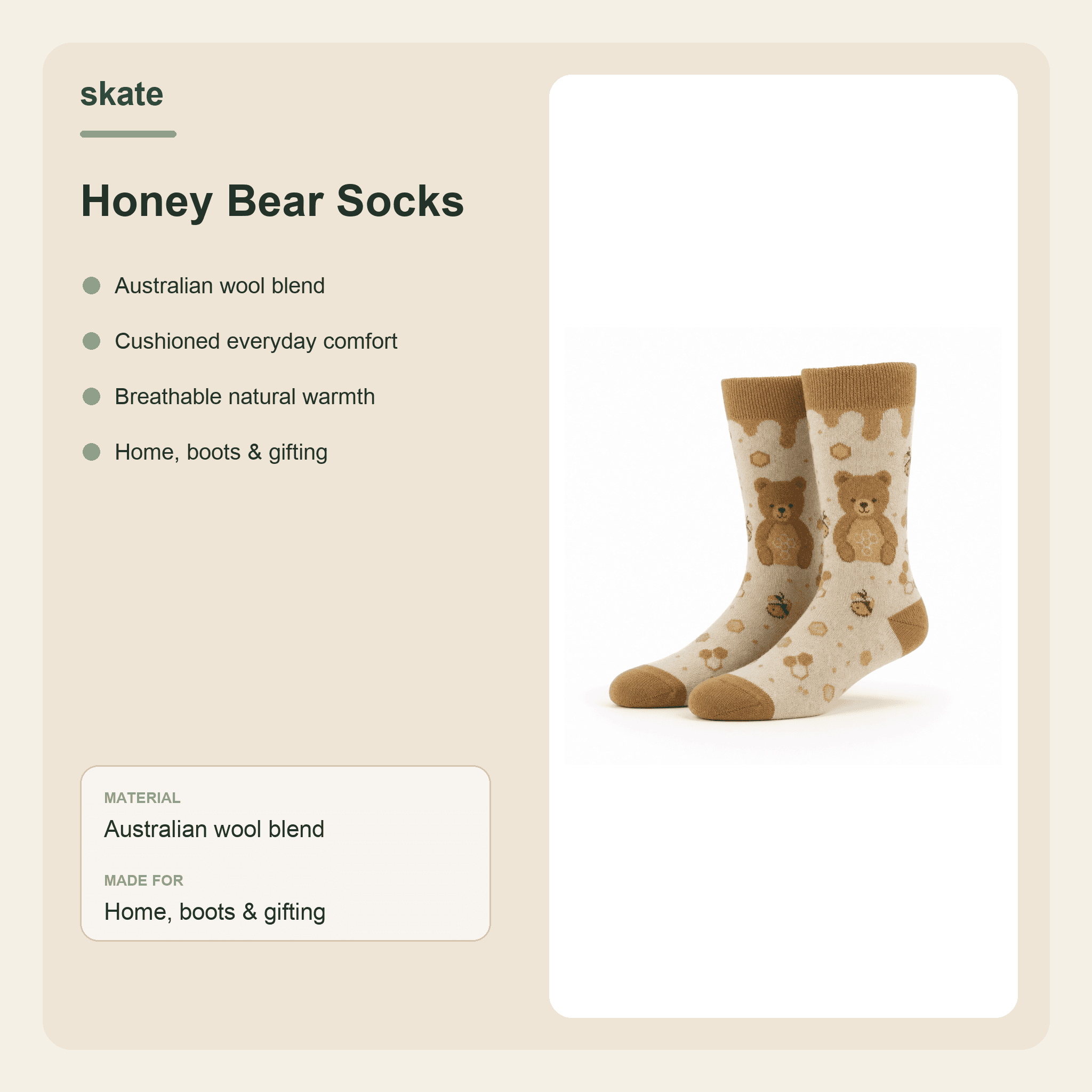 Honey Bear Socks Details