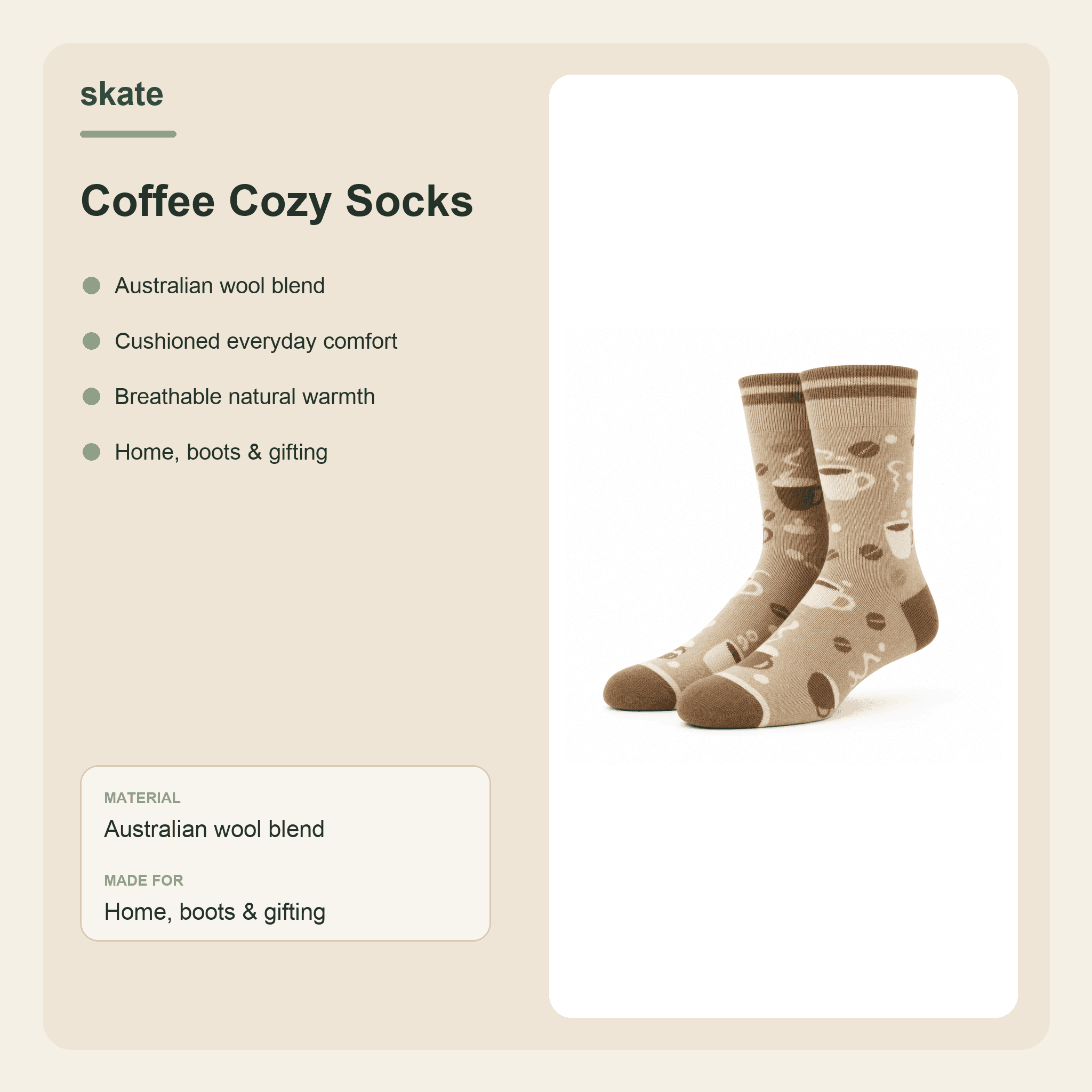 Coffee Cozy Socks Details