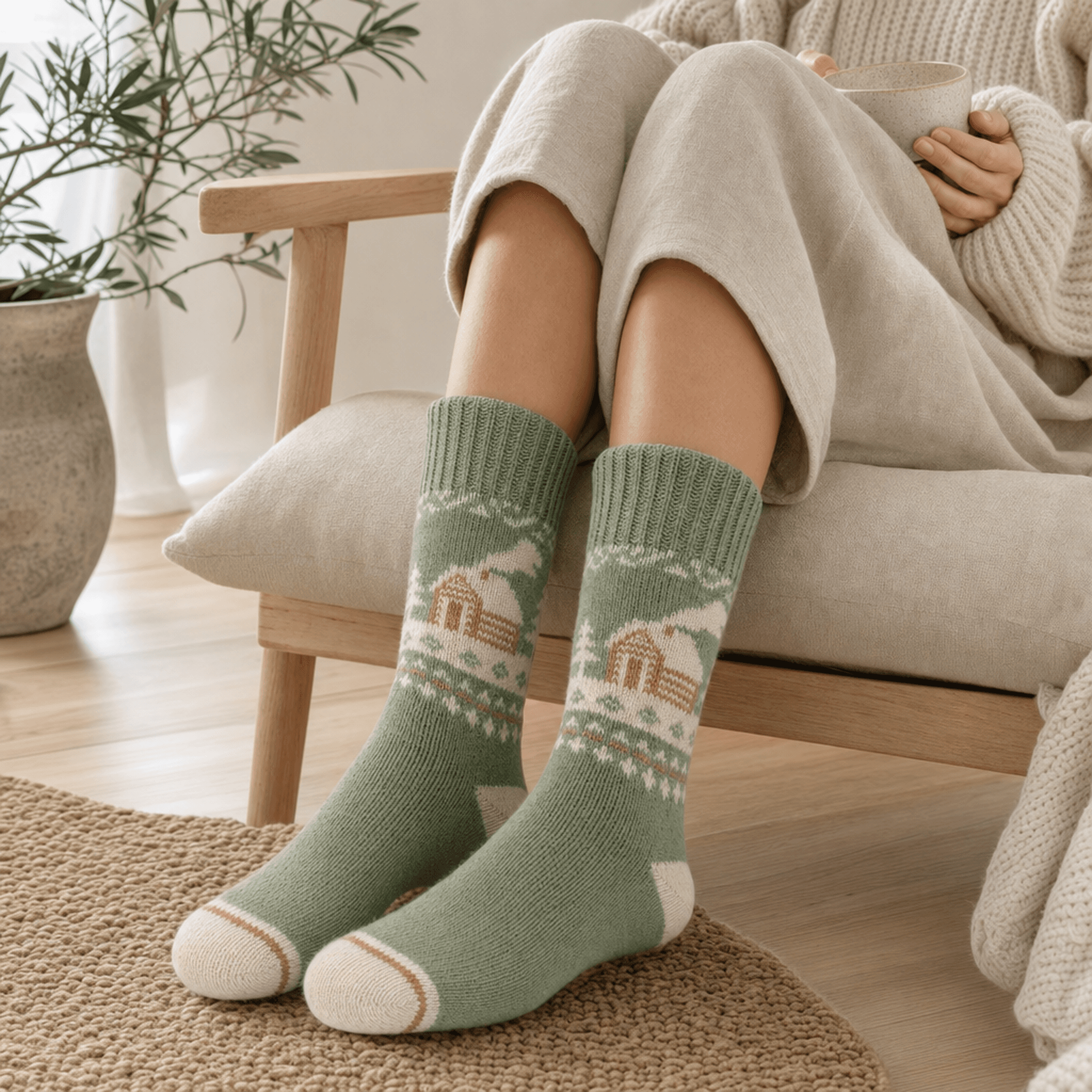Sage Green Cabin Socks — alternate view