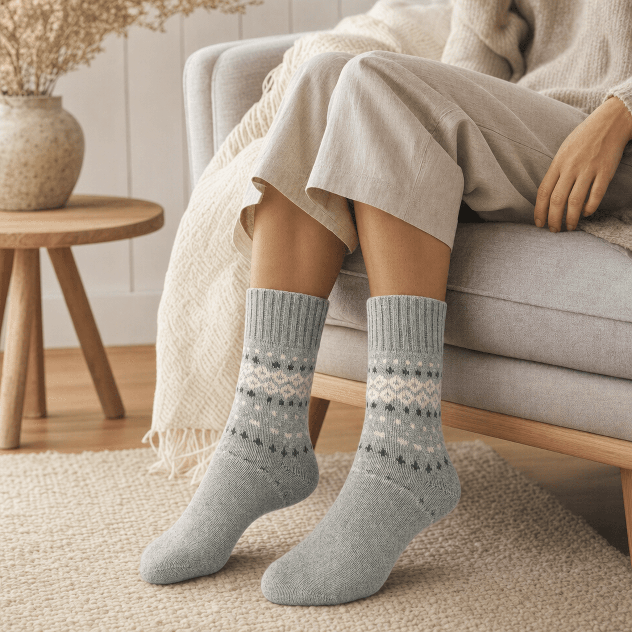 Soft Grey Cozy Socks — alternate view