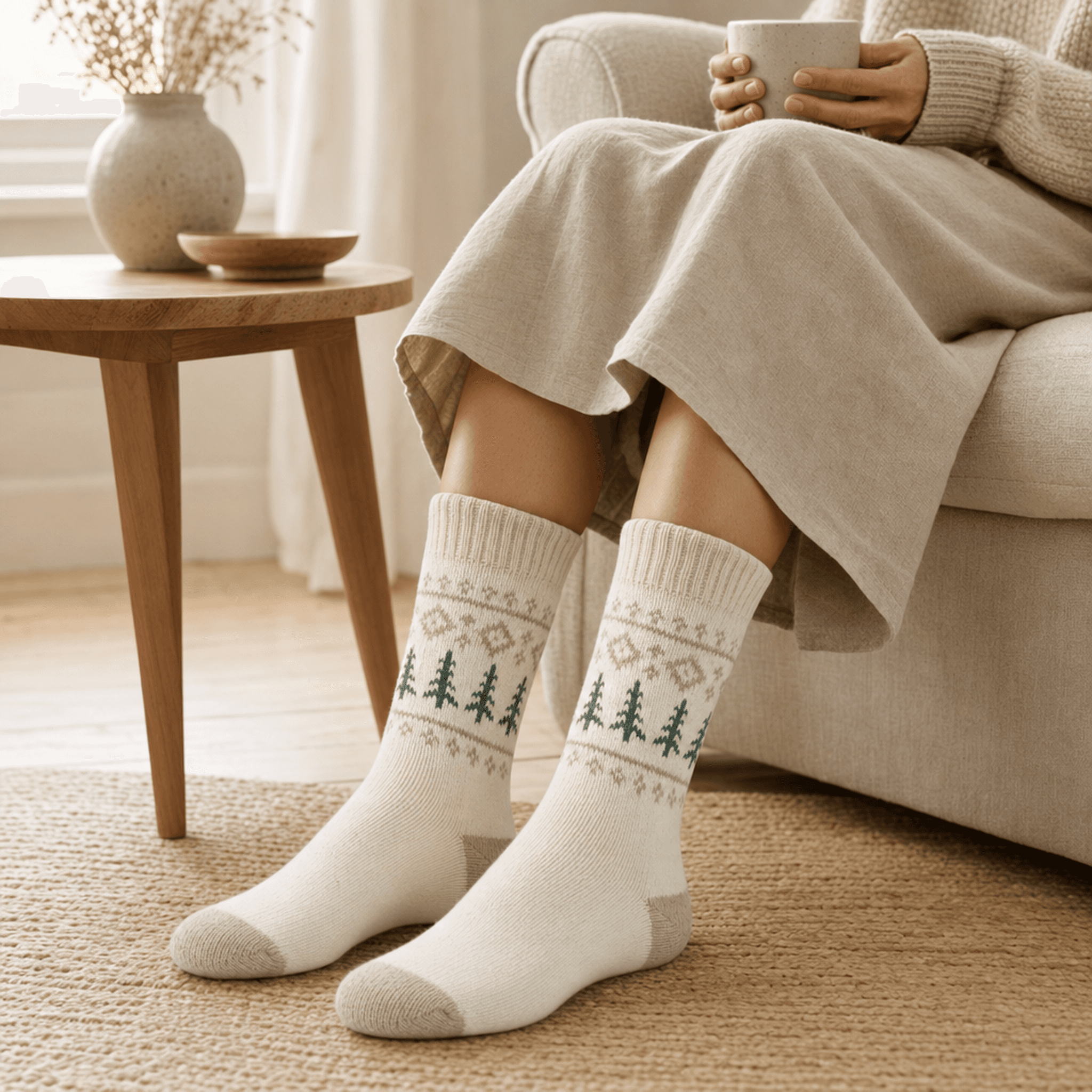 Ivory Winter Wool Socks — alternate view