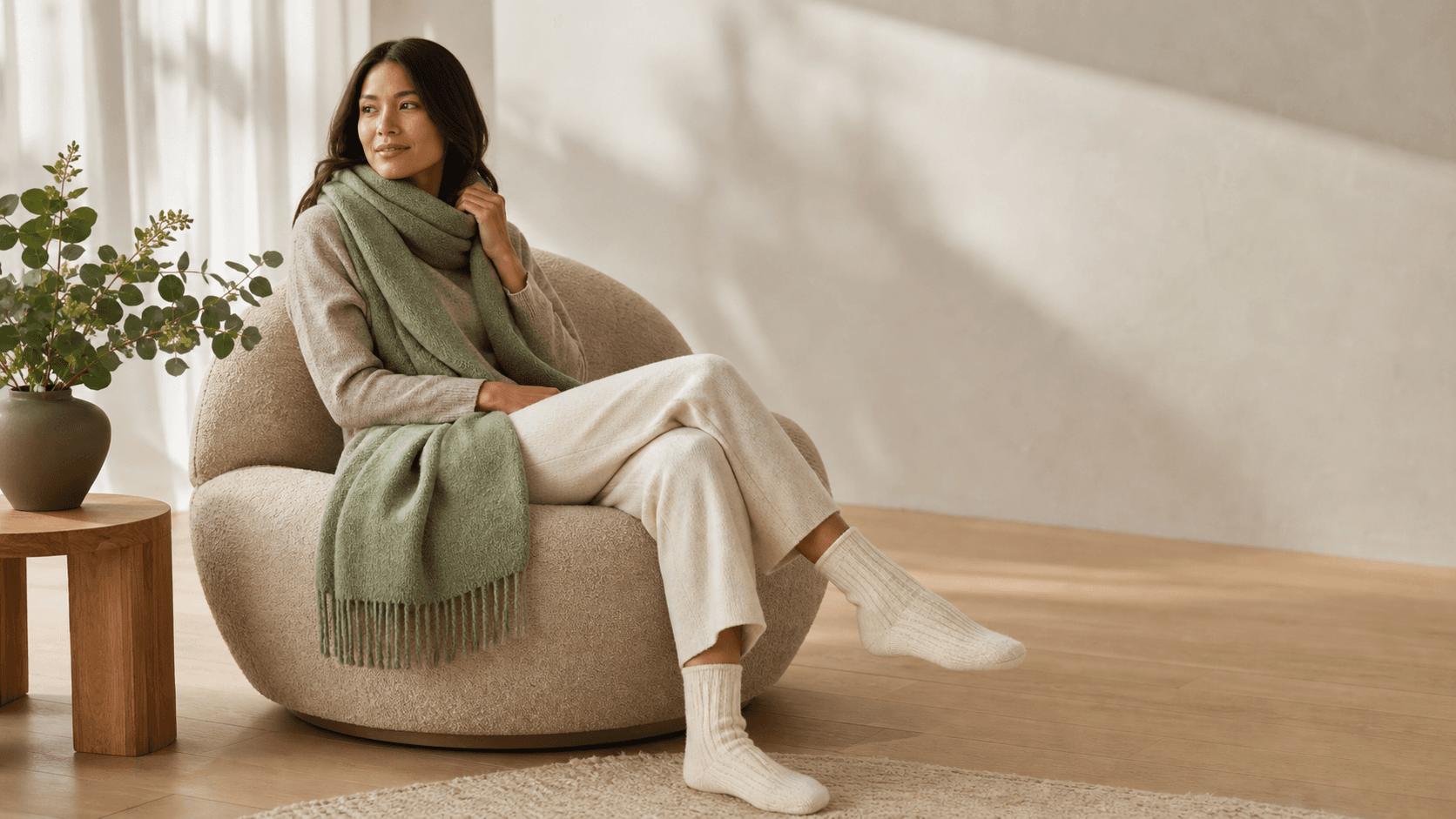 New season collection lifestyle banner with wool apparel