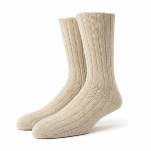 Oatmeal Ribbed Wool Socks