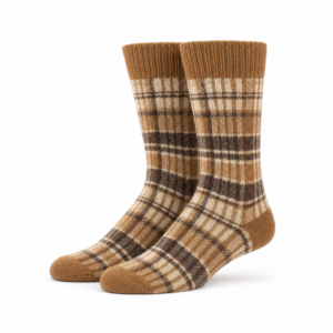 Brown Tartan Wool Socks