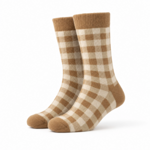 Camel Check Wool Socks