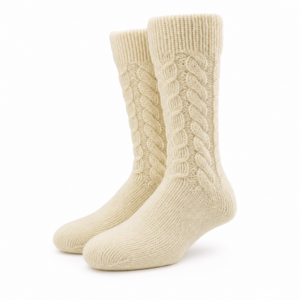 Cream Cable Knit Wool Socks