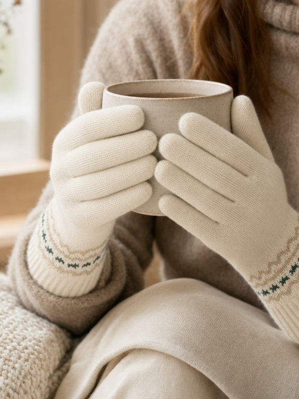 Cream Wool Gloves