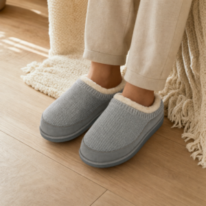 Grey Cozy Mule Slippers