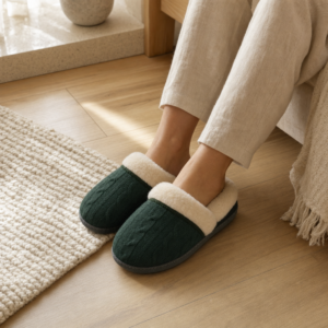Forest Green Winter Slippers