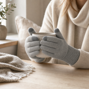 Grey Touchscreen Wool Gloves