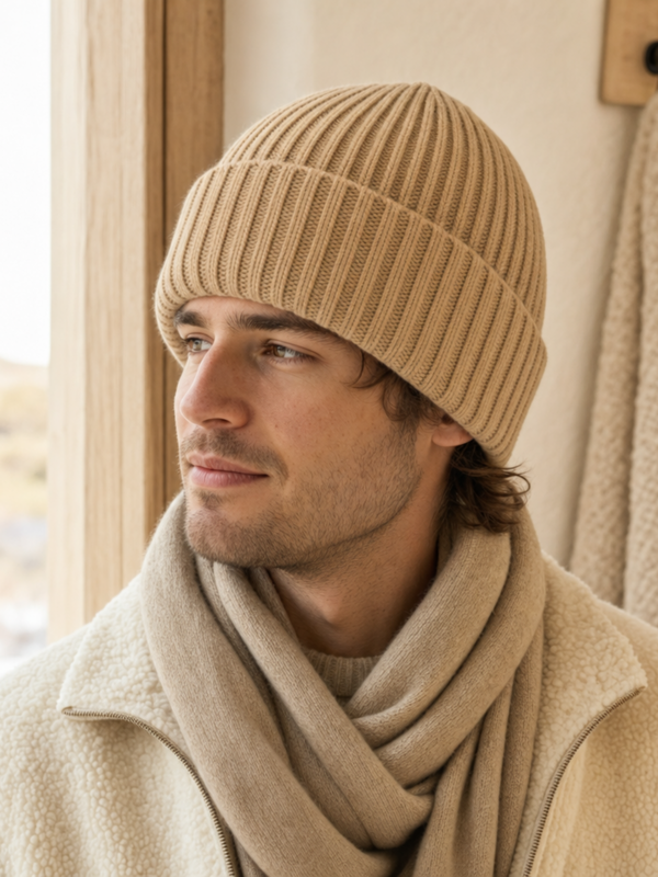 Camel Ribbed Beanie
